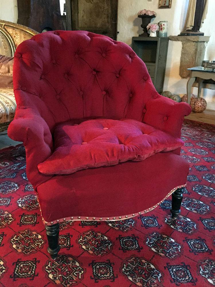 Fauteuil crapaud capitonné Napoleon III