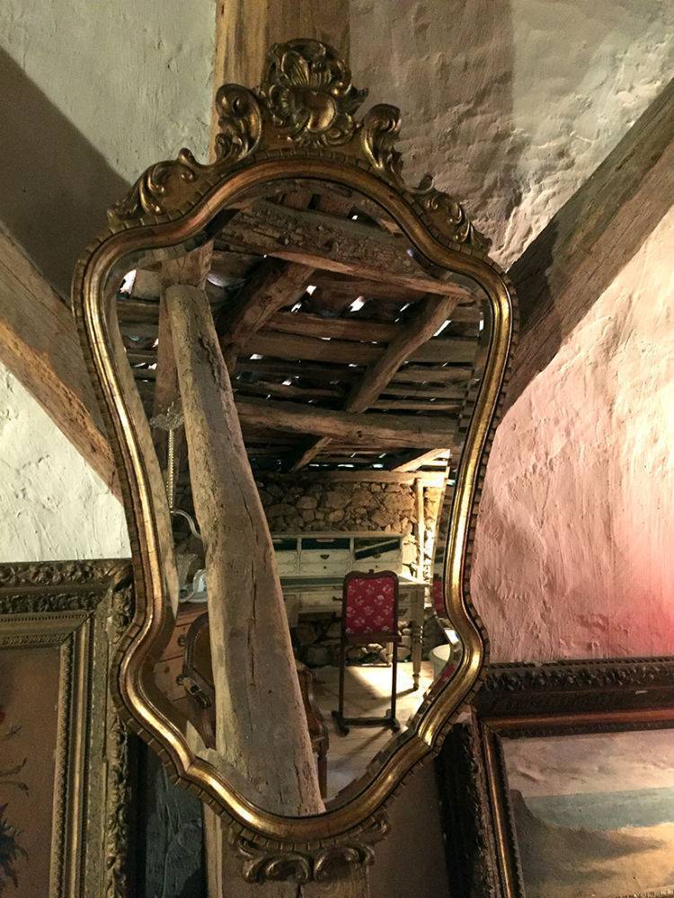 Miroir biseauté cadre bois doré