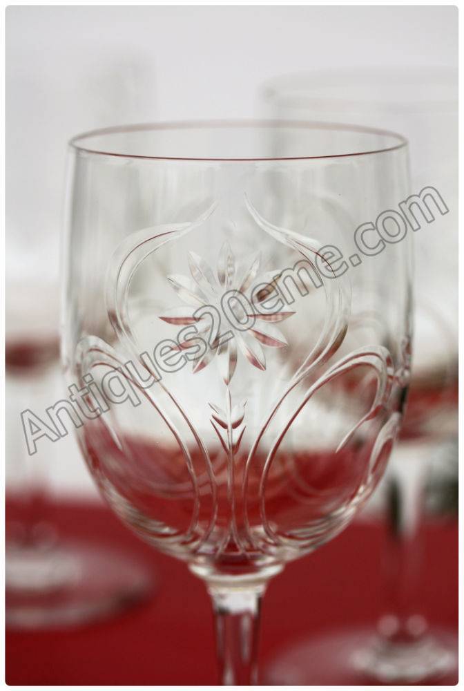 Série de 6 verres à eau en cristal de Baccarat Marguerites