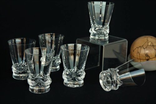Série de 6 verres à vin de Bourgogne en cristal de Daum modèle Sorcy