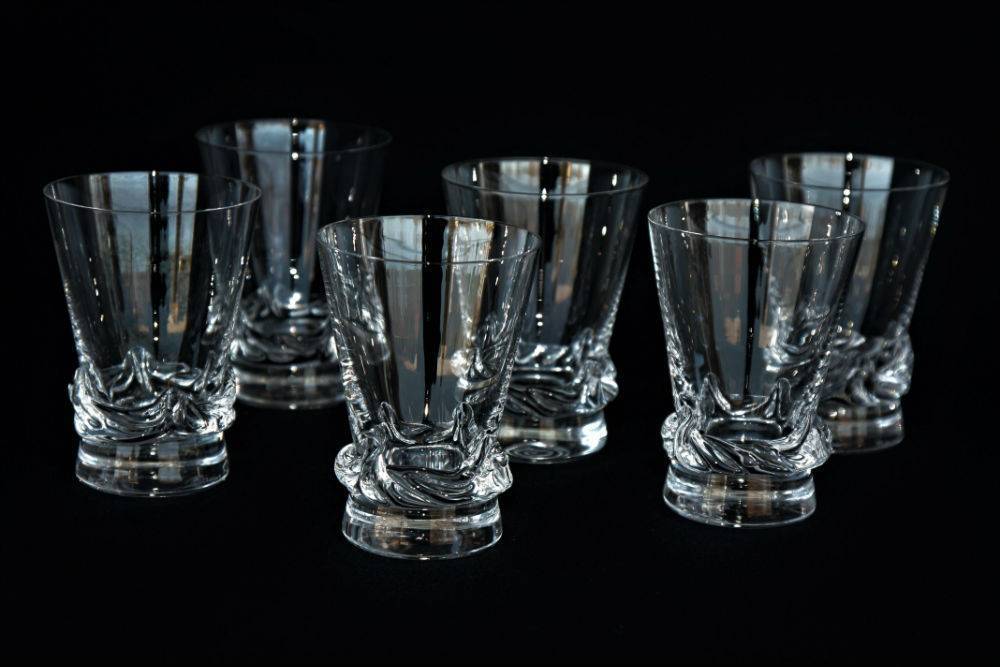 Série de 6 verres à vin de Bourgogne en cristal de Daum modèle Sorcy