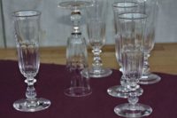 Série de 6 flûtes à champagne en cristal de Baccarat anciennes XIXème