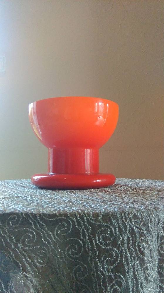 Vase en opaline orange, années 1960-70