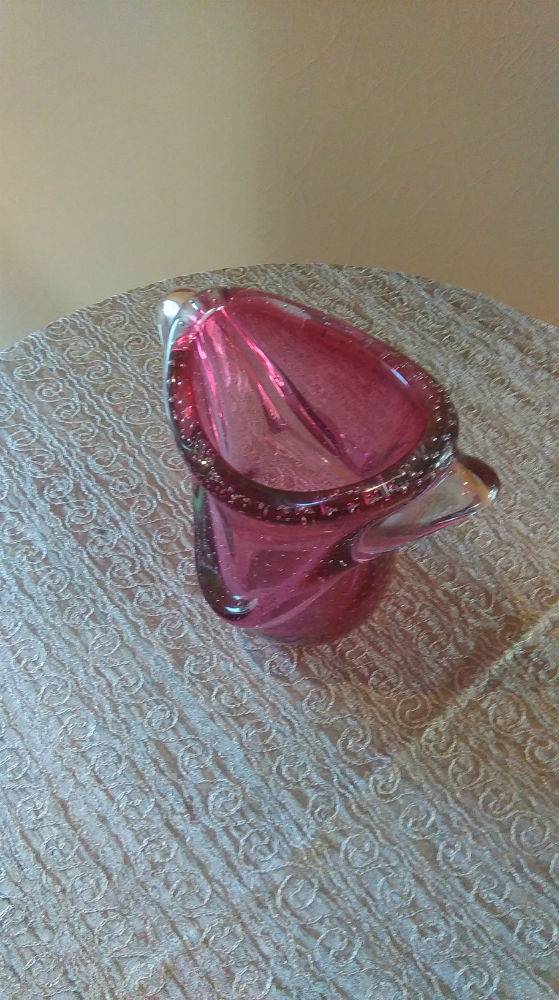 Vase rose en verre de murano années 60