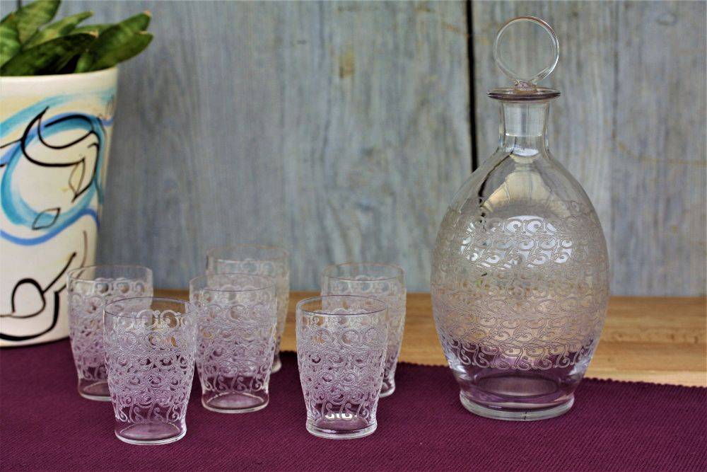 Service à vin verres + carafe en cristal de Baccarat modèle Gouvieux / Rohan