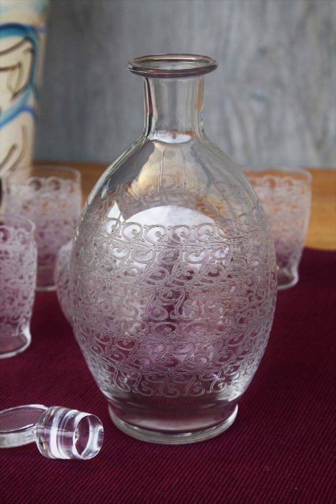 Service à vin verres + carafe en cristal de Baccarat modèle Gouvieux / Rohan