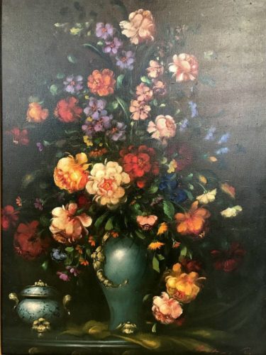 Grande huile sur toile "Bouquet de fleurs"