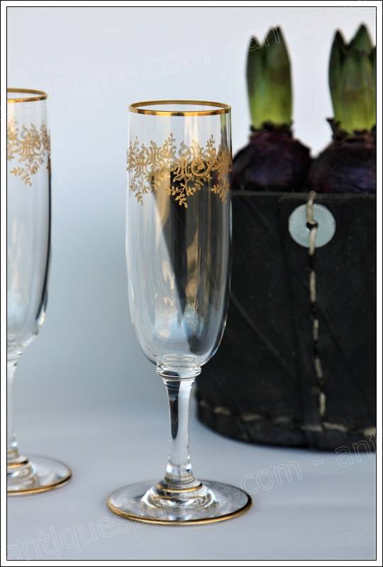 Série de 6 flûtes à champagne en cristal de Baccarat modèle Récamier , baccarat crystal chamapgne flutes