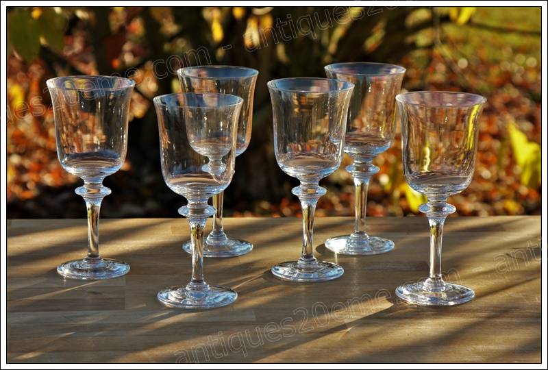 Série de 6 verres à eau en cristal de Daum modèle Saumur